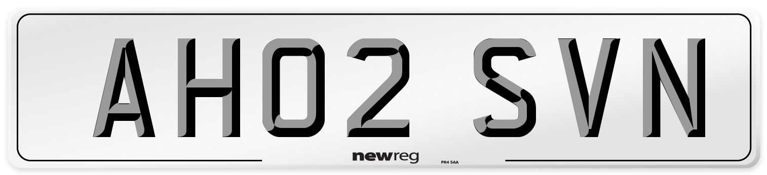 AH02 SVN Number Plate from New Reg